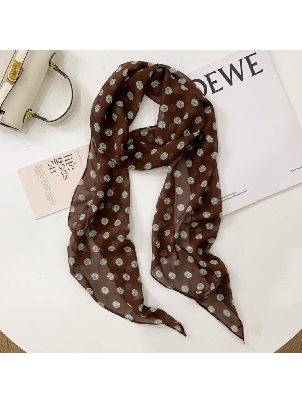 Scarvii - Polka Dot Sheer Skinny Scarf