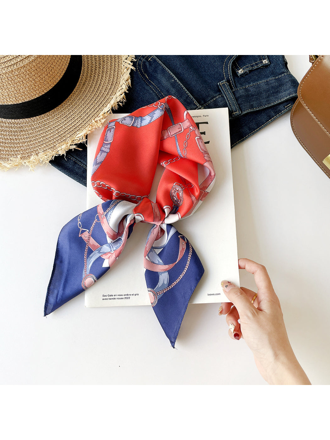 Scarvii - Buckle Print Square Scarf