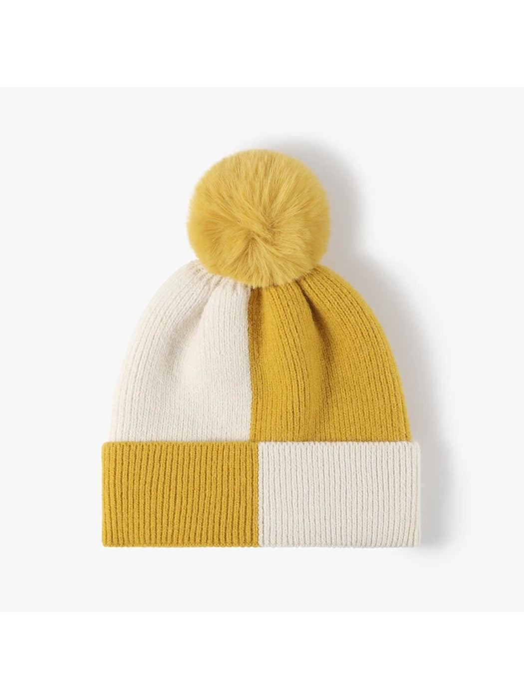 Haila - Colorblock Fleece-Lined Pom-Pom Beanie