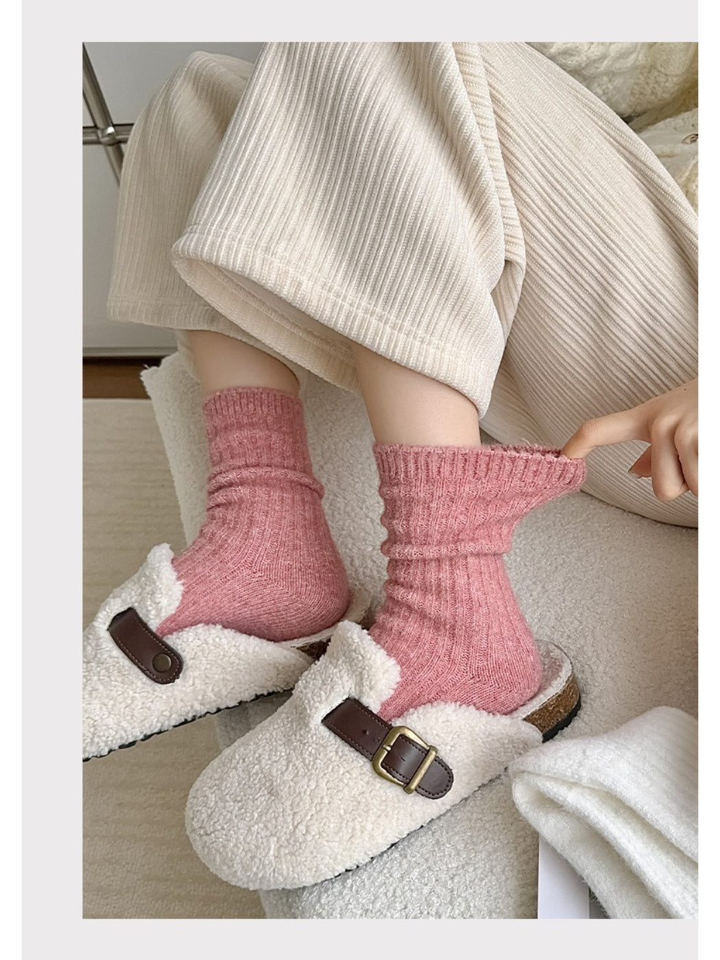 Rufia - Fuzzy Ribbed Cozy Crew Socks