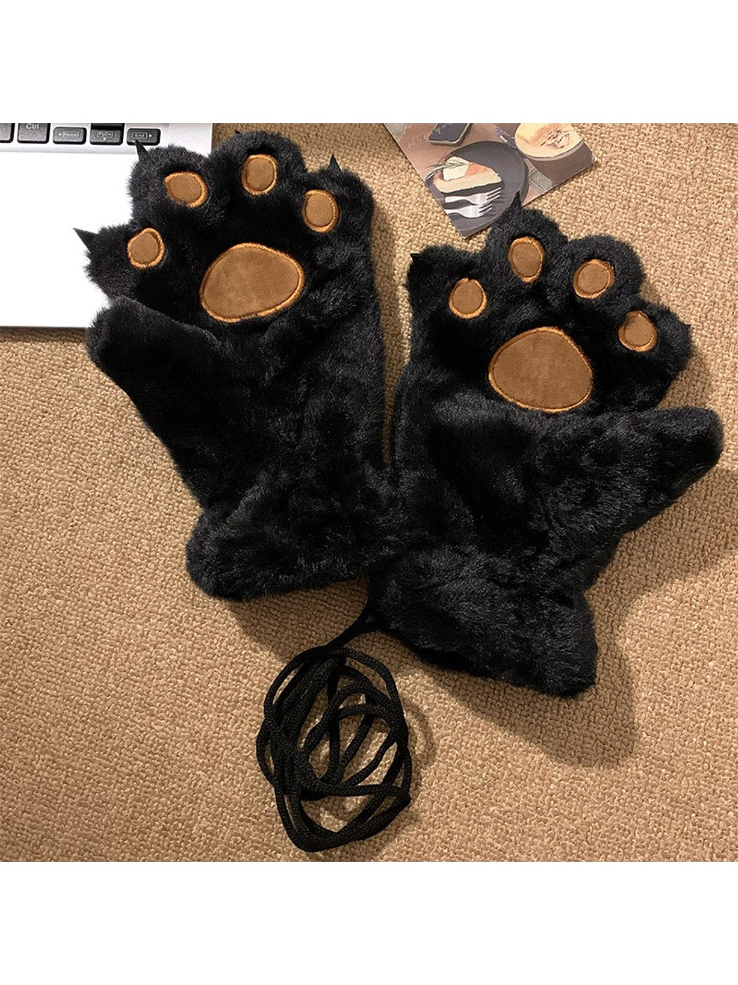 Gloving - Women's Cute Plush Bear Paw Winter Gloves