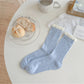 Rufia - Ruffled Cuff Hollow Out Mid Calf Socks