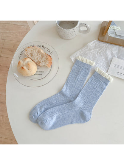 Rufia Ruffled Cuff Hollow Out Mid Calf Socks product photo 7