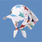 Haila Star Pattern Bandana Cap with white star print on black fabric, front view