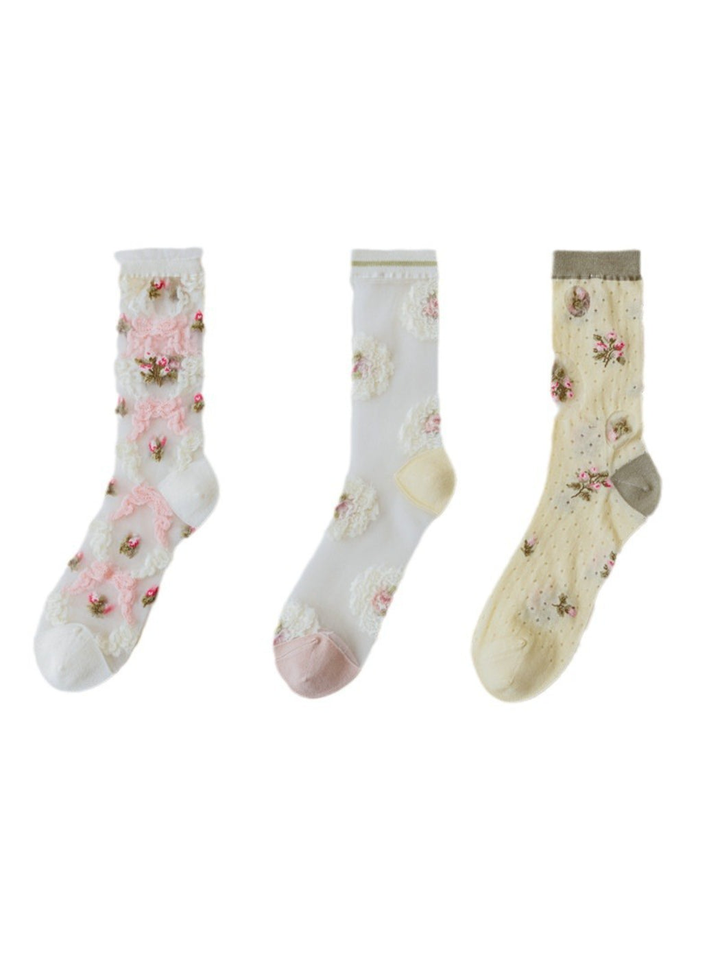 Rufia - Sheer Floral Lace Crew Socks product image 1
