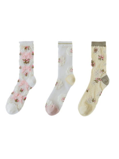 Rufia - Sheer Floral Lace Crew Socks product image 1