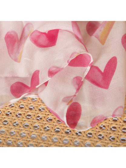 Scarvii - Watercolor Heart Print Scarf