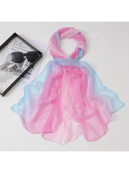 Scarvii - Gradient Color Block Sheer Scarf