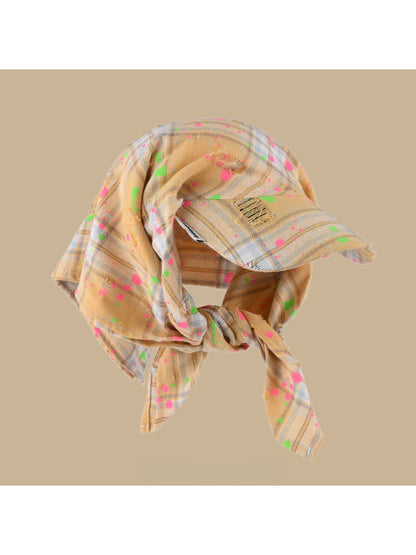 Haila - Graffiti Style Plaid Pattern Headscarf Cap