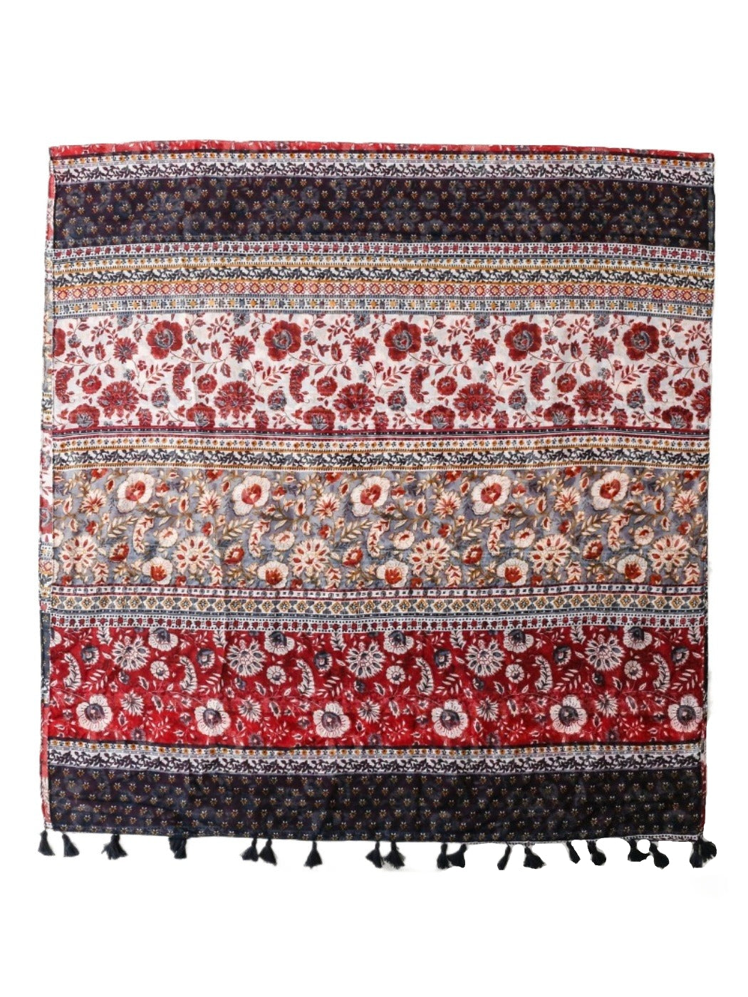 Scarvii - Bohemian Floral Geometric Tassel Scarf