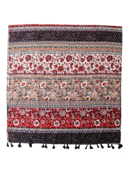 Scarvii - Bohemian Floral Geometric Tassel Scarf