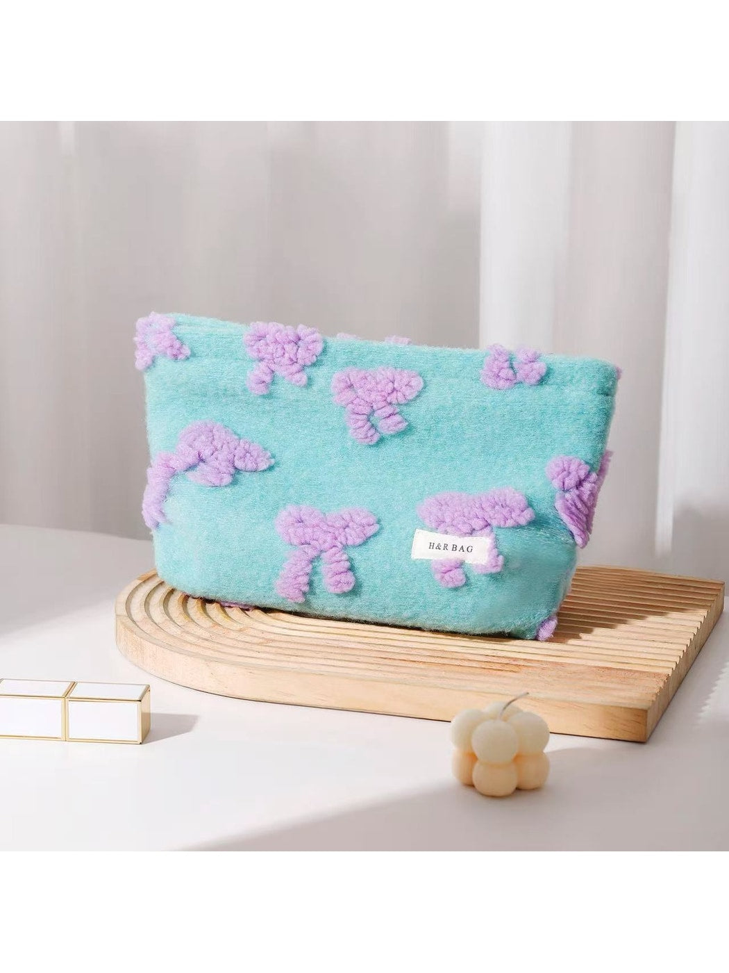 Cosbai - Bow Pattern Handheld Makeup Bag for Women