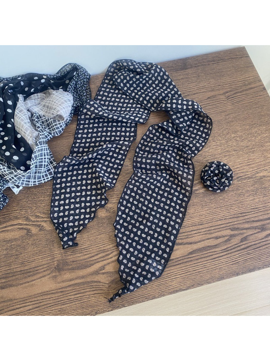 Scarvii Sheer Polka Dot Skinny Scarf