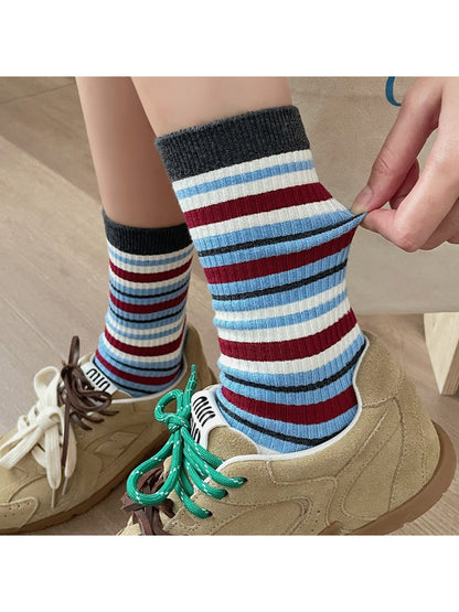 Rufia - Preppy Vintage Stripe Crew Socks