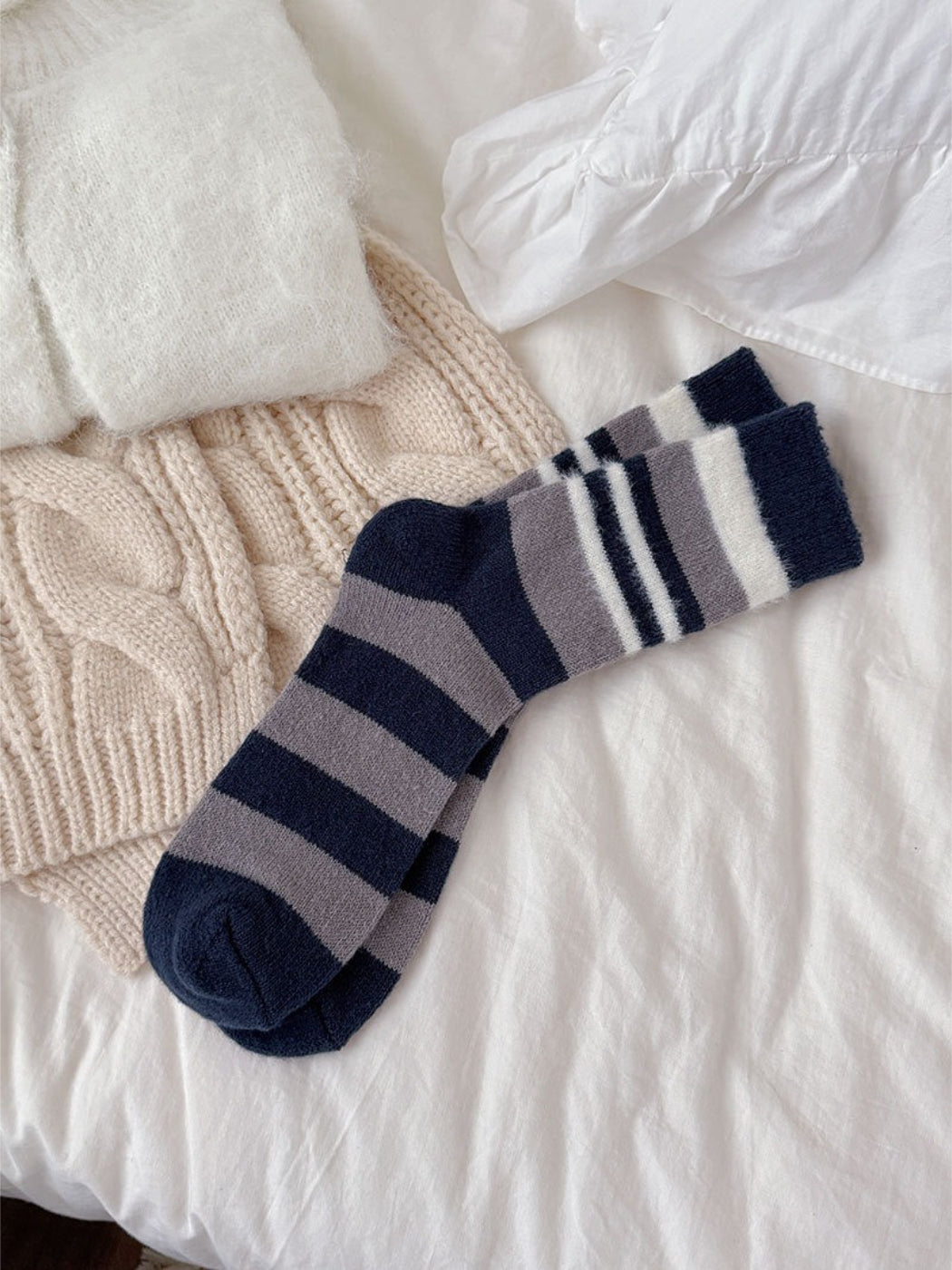 Rufia - Soft Stripe Knit Crew Socks
