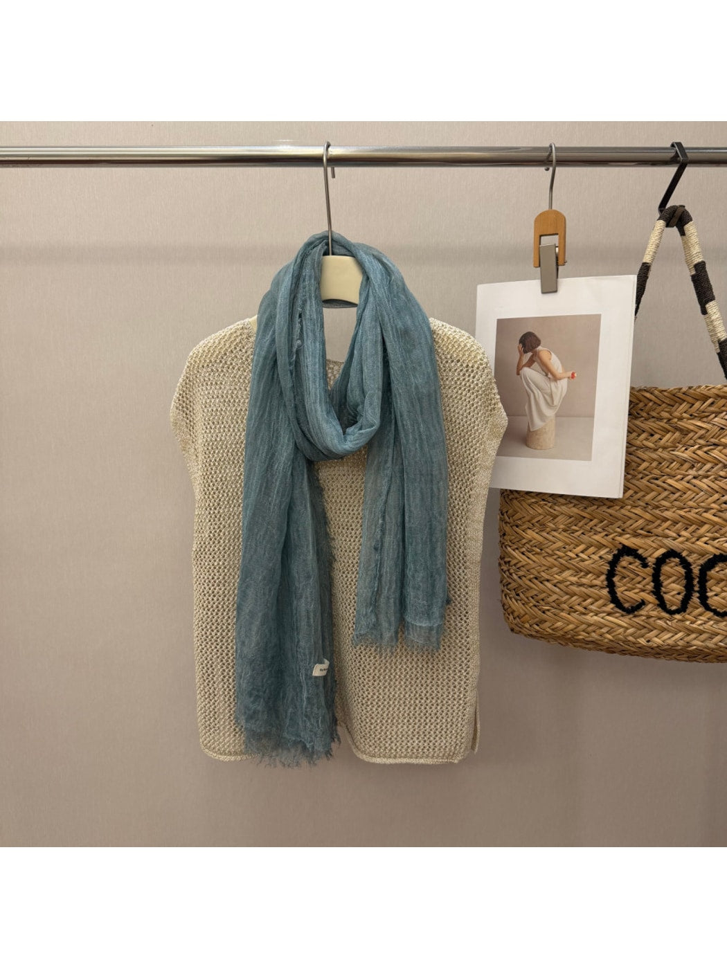Scarvii - Solid Color Pleated Design Long Scarf