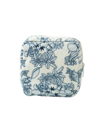 Cosbai - Rustic Style Floral Print Zip Pouch