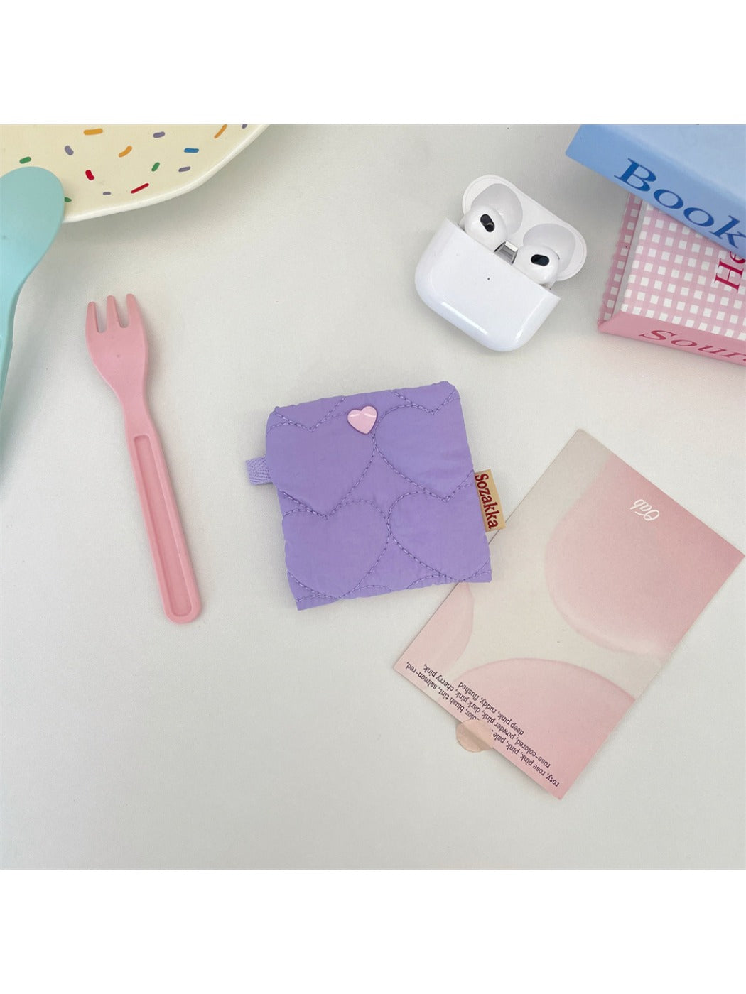 Cosbai - Mini Heart-Patterned Earphone Pouch