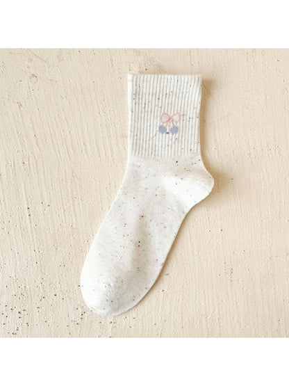 Rufia - Simple Cartoon Pattern Heathered Crew Socks
