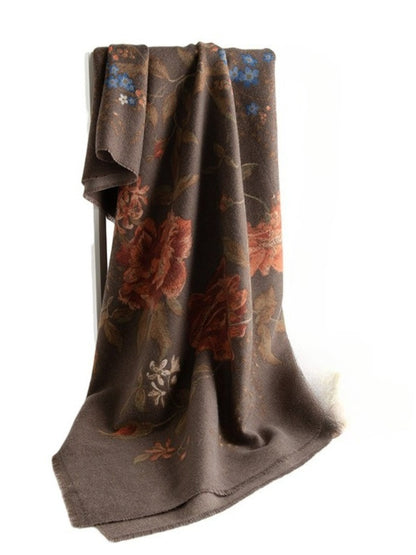 Scarvii - Vintage Floral Print Winter Scarf & Shawl