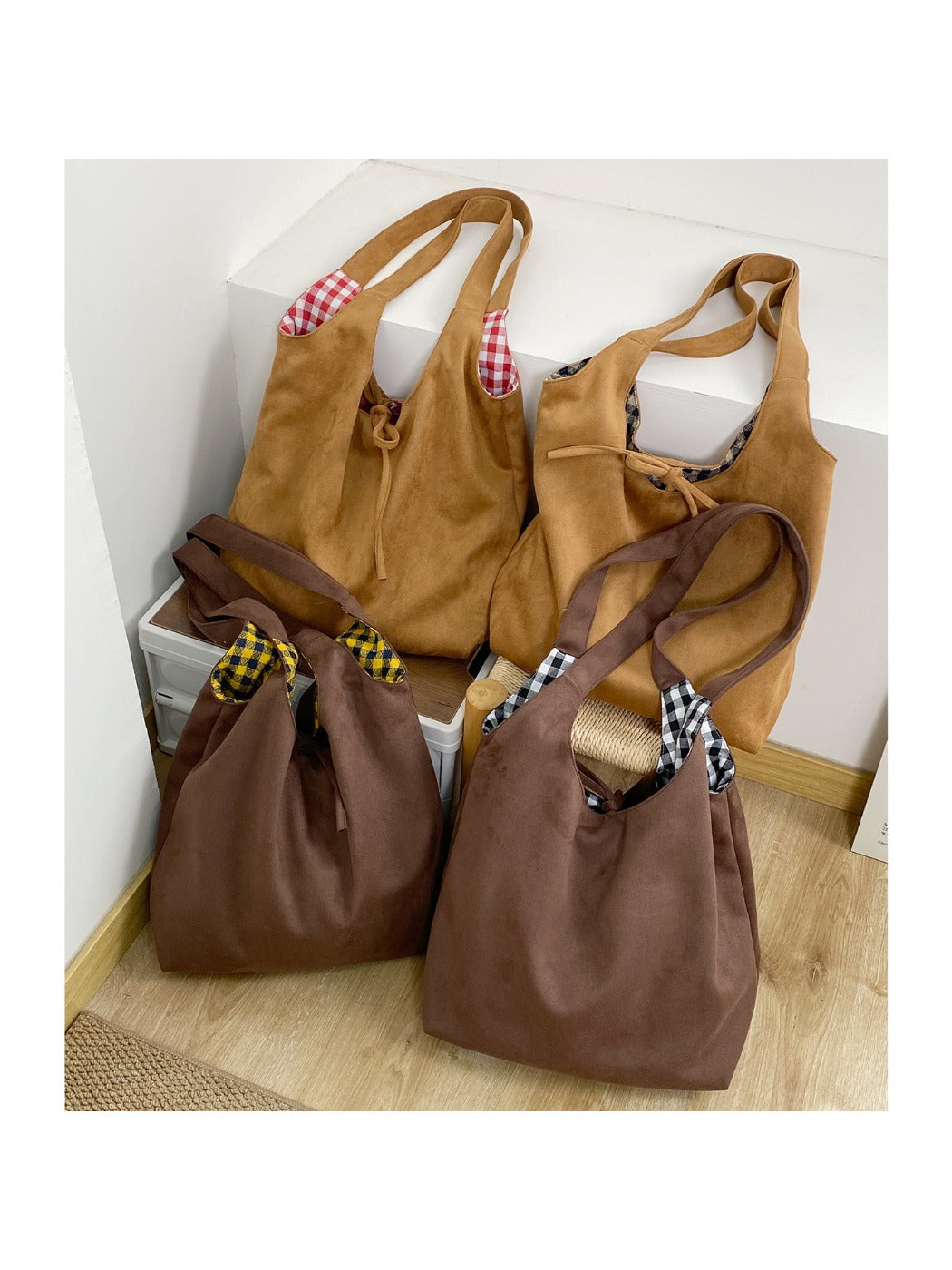 Cosbai – Retro Reversible Color-Block Tote Bag
