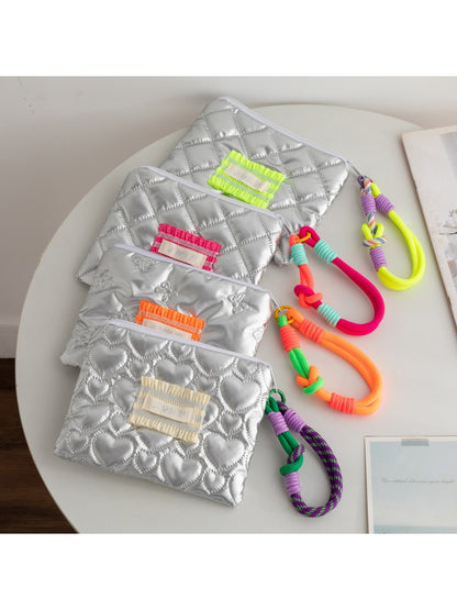 Cosbai - Y2K Style Colorblock Quilting Zip Pouch