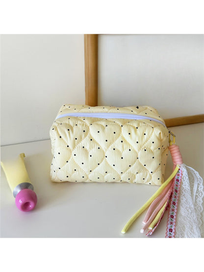 Cosbai - Polka Dot Quilted Cosmetic Organizer Bag