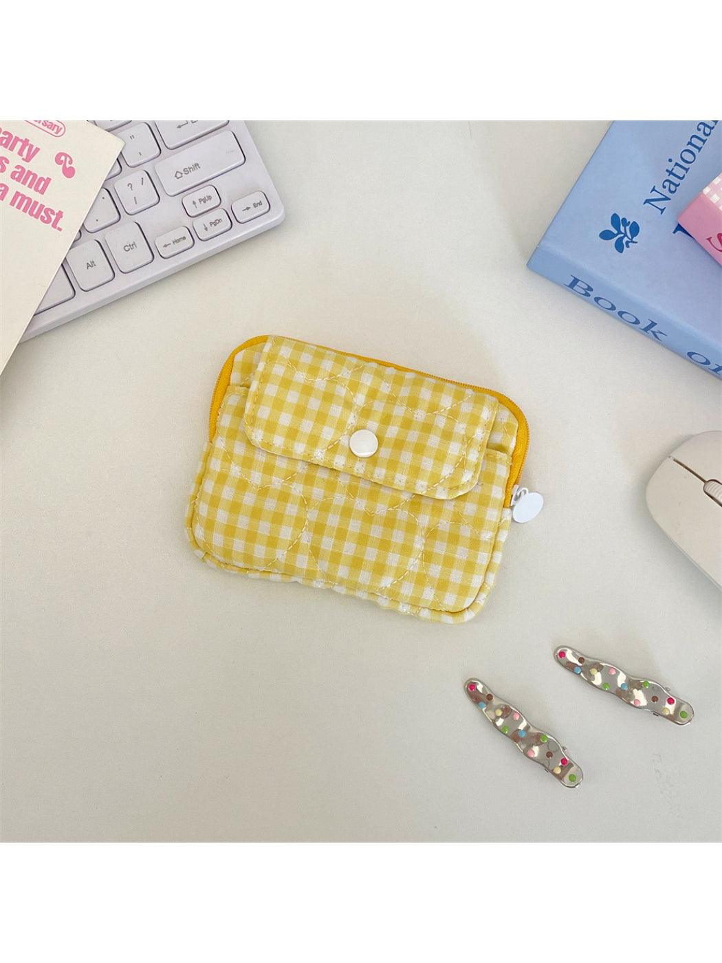 Cosbai mini card pouch displayed with credit cards partially inserted