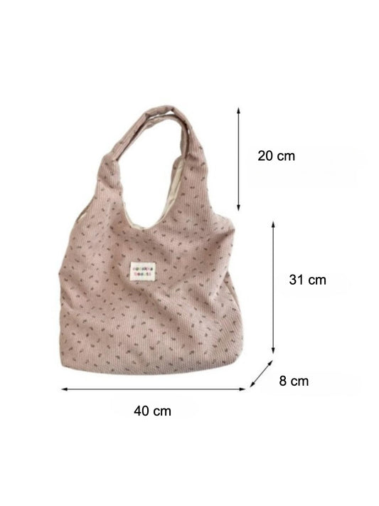 Cosbai – Corduroy Floral Shoulder Tote Bag