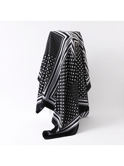 Scarvii - Polka Dot Striped Border Square Scarf