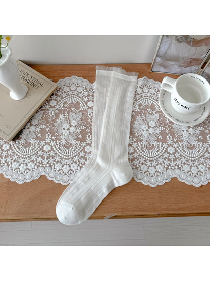 Rufia sheer ruffle cuff mid-calf socks product image 4