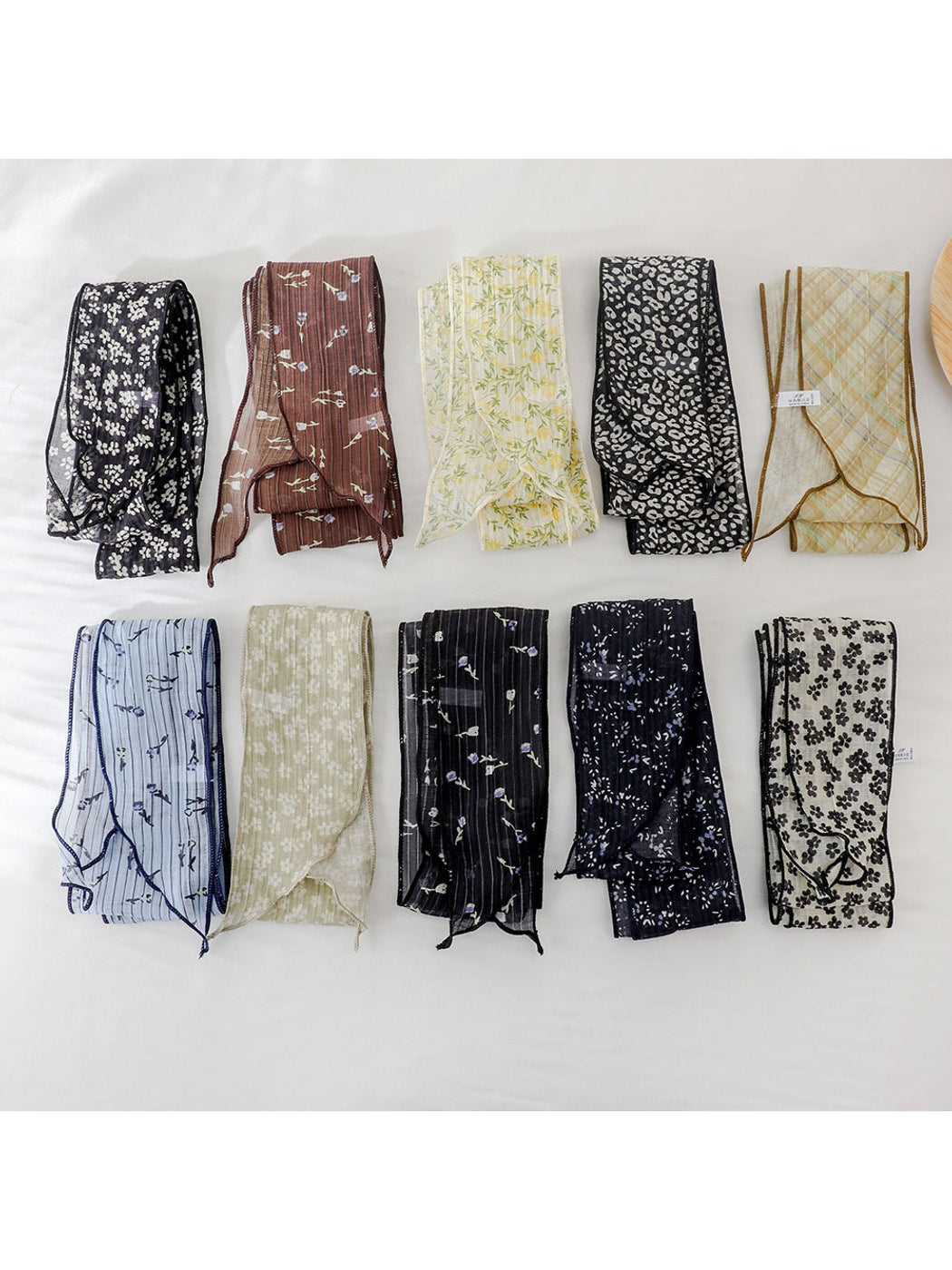 Scarvii - Fresh Floral Long Narrow Scarf