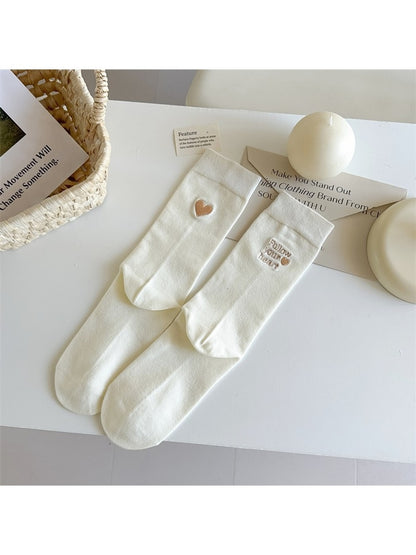 Rufia - Embroidered Heart Letter Socks