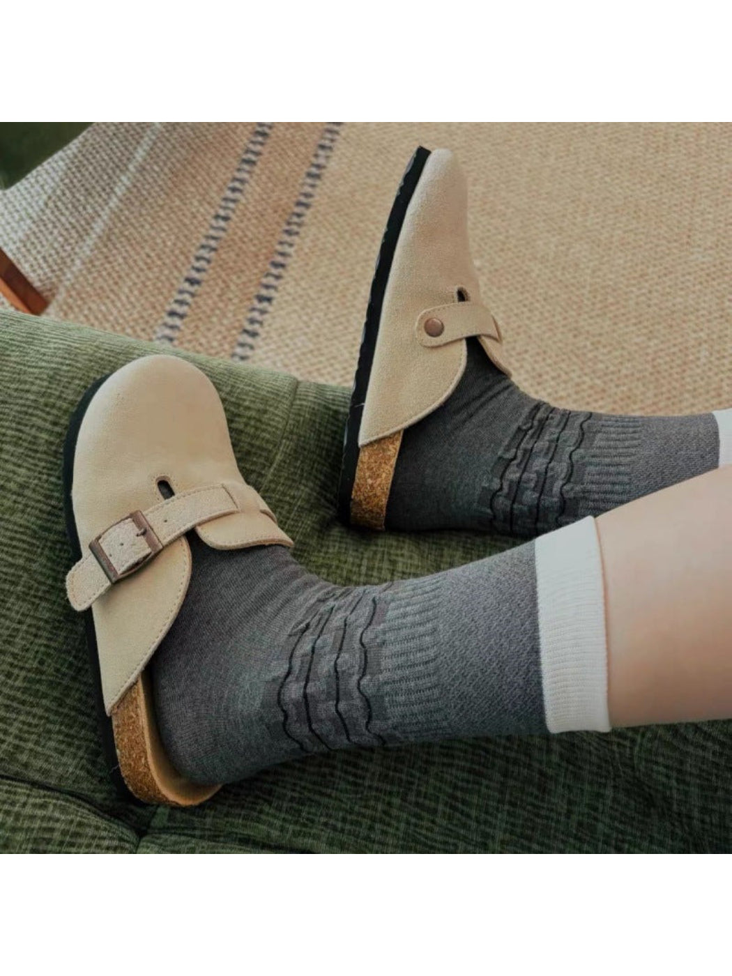 Rufia Checkered Crew Socks with Black Cuff