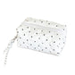 Side angle of Cosbai Quilted Dot Cosmetic Bag showing its shape and texture