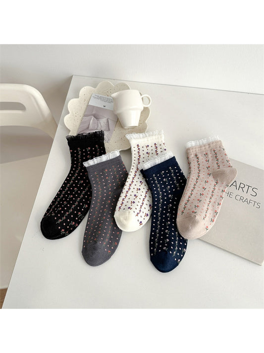 Rufia - Ruffle Floral Casual Ankle Socks