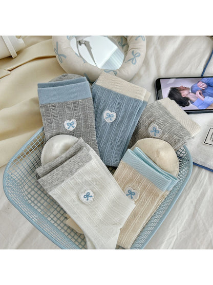 Rufia - Soft Ribbed Bow Accent Crew Socks product image 1