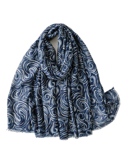 Scarvii - Classic Scarf & Shawl with Gold Foil Wavy Pattern