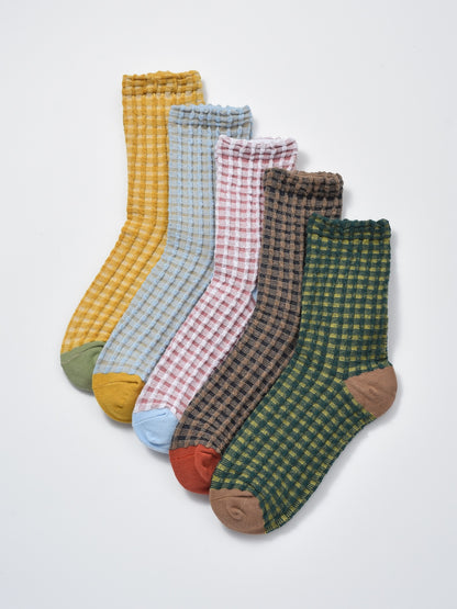 Rufia - Textured Check Knit Crew Socks