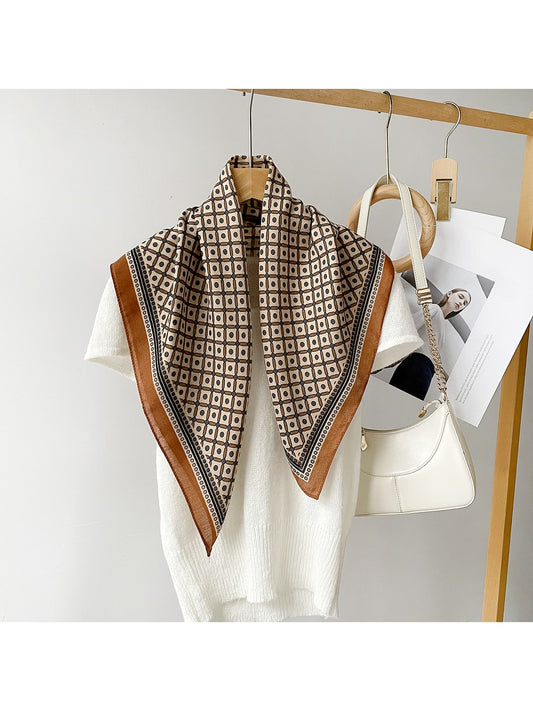 Scarvii - Geometric Diamond Grid Fashion Square Scarf