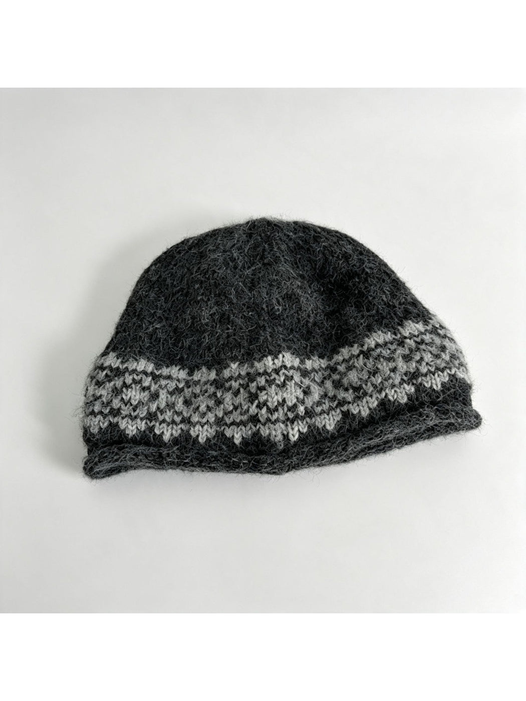 Haila - Fair Isle Border Rolled Brim Knit Beanie