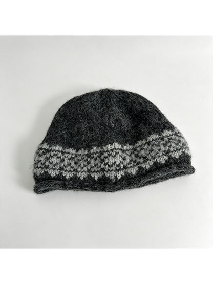 Haila - Fair Isle Border Rolled Brim Knit Beanie