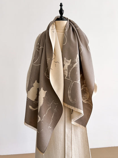 Scarvii – Cute Cat Pattern Winter Scarf & Shawl