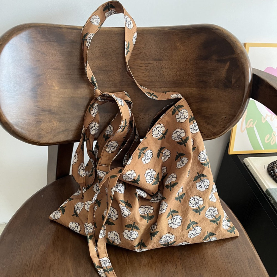 Floral Tie Handle Shoulder Bag detail view