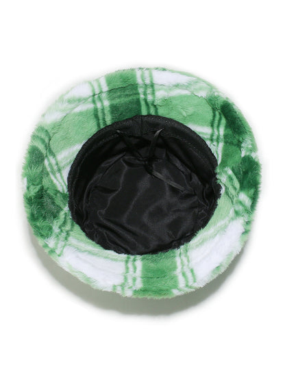 Haila Plaid Fuzzy Bucket Hat