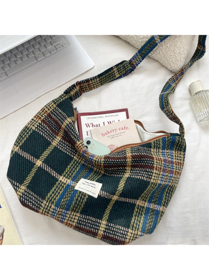 Cosbai - Classic Plaid Underarm Shoulder Bag