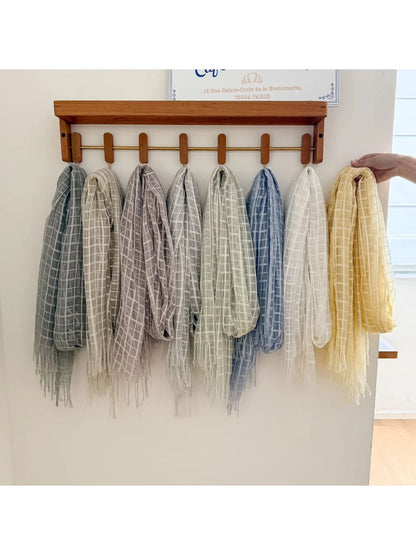 Scarvii - Sheer Open-Weave Fringed Scarf