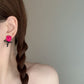 Raspberry Balloon Flower Stud Earrings