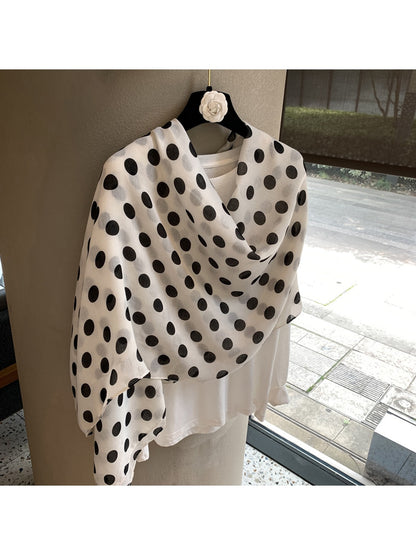 Scarvii - Elegant Polka Dot Print Shawl Scarf