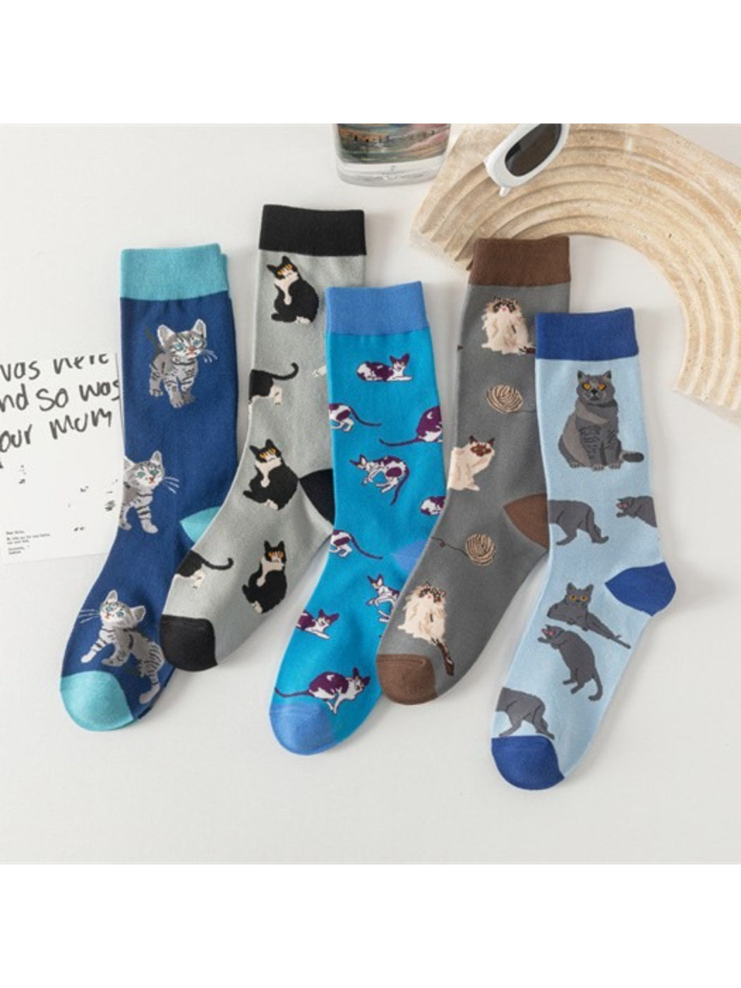 Rufia - Playful Cartoon Cat Pattern Socks